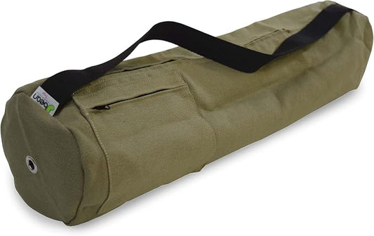 Natural Hemp Fabric Yoga Mat Bag with Shoulder Strap - Lightweight and Durable Gym Bag to Carry the Extra Large Mat Sizes - Ideal for Yoga, Pilates & Fitness Equipment - Made in USA, 8" X 32"
