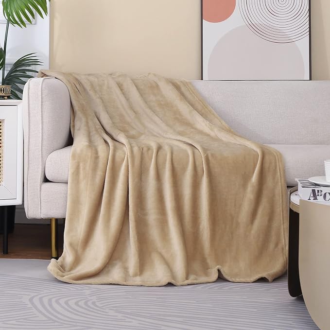 Beige Fleece Plush Throw Blanket 60"x80"for Couch Sofa Fuzzy Cozy Flannel | Super Soft Lightweight Microfiber Blanket for Bed Chair bedroom Home Decor All Season,Birthday Gifts for Women Mom Adult
