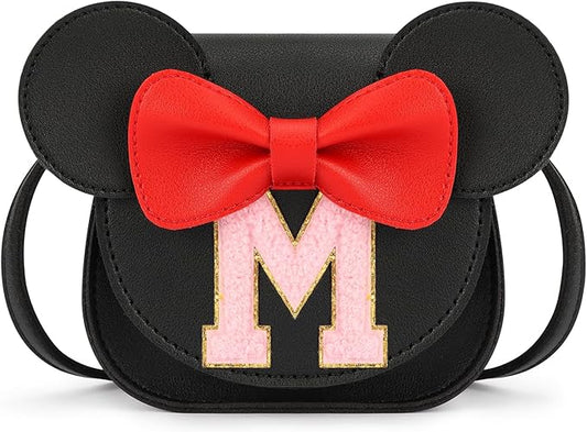 mibasies Toddler Purse Girl Gifts: Girls Birthday Gifts for 3-8 - Toys for Ages 2-4 Girls Mouse Ears Purse, Black, Letter M