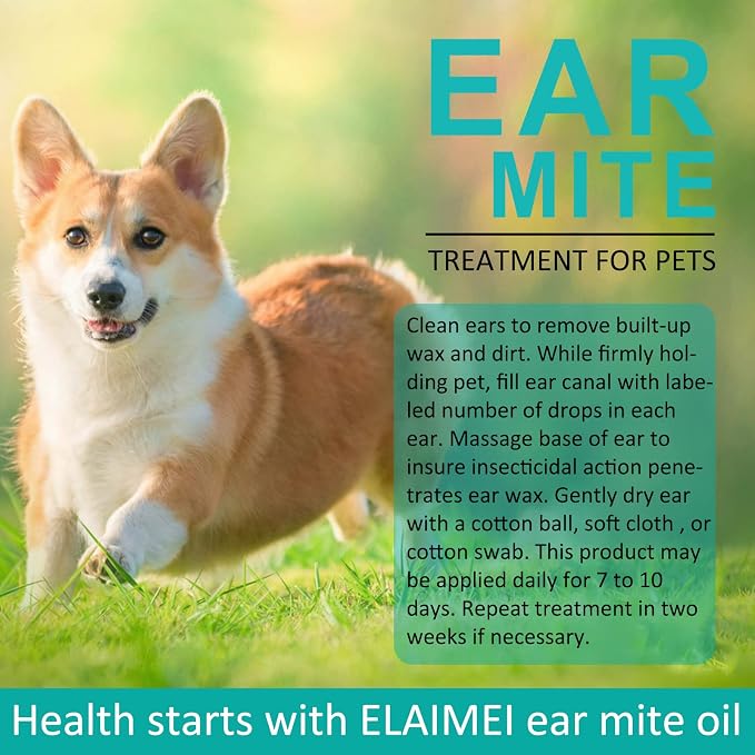 Daiasns Ear Mite Treatment for Cats & Dogs - Fast-Acting Ear Mite Drops, Dog Ear Infection Treatment, Ear Mite Treatment for Dog Yeast Infection, 100% Natural for Ear Relief - 0.75 fl oz (Pack of 2)