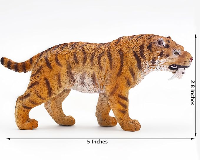 Gemini&Genius Smilodon Toy Figure for Kids, Saber-Toothed Tiger Animals Action Figure Toys for Kids (Smilodon)