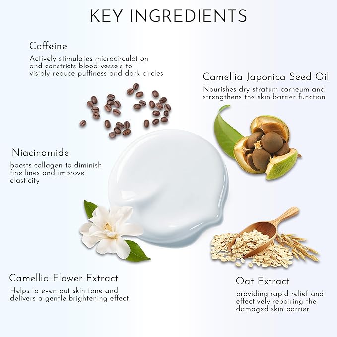 Caffeine Eye Cream - Eye Cream with Caffeine & Niacinamide for Dark Circles and Puffiness, Under Eye Treatment Reduces Puffy Bag & Fine Line, Hydrating & Brightening Eye Area Skin Care for Women & Man