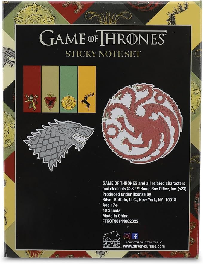 Game of Thrones Sticky Note and Tab Box Set | Notepad Stationery Paper, School and Office Supplies