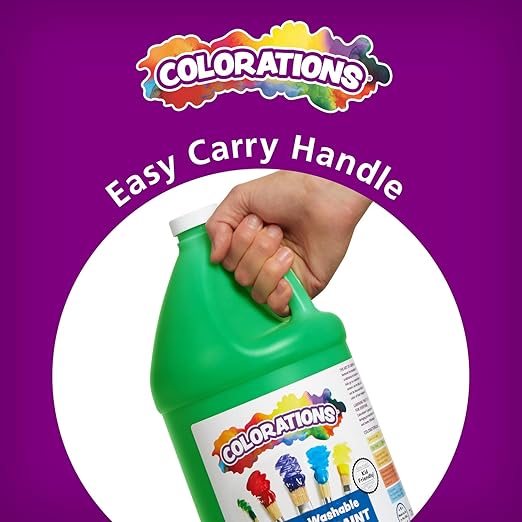 Colorations Paraben-Free Simply Washable Tempera Paint for Kids - 1/2 Gallon Value Size, Vibrant Green. Non-Toxic and Made in The USA