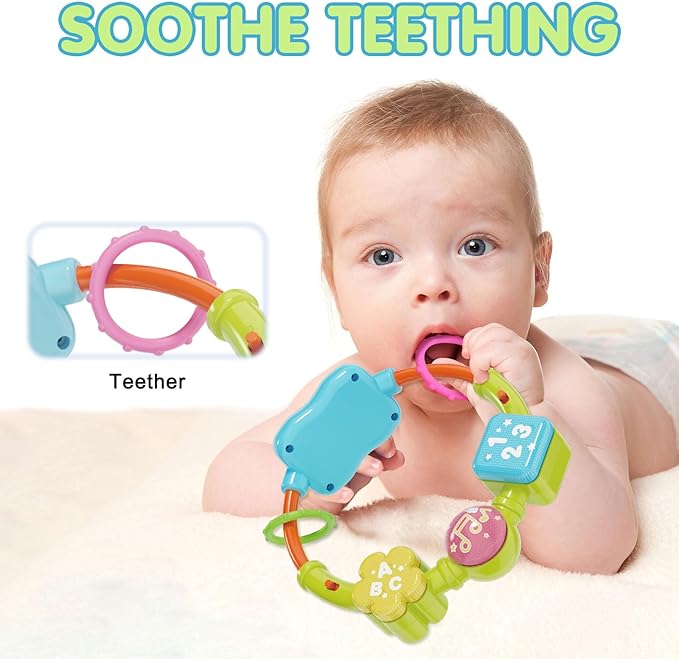 Baby Bilingual Musical Elephant Stuffed Animals Toys,Infant Early Learning Toy with Light-Up Music & Crinkle,Tummy Time Toys for 0 3 6 9 12+ Months for Baby Boy Girl Gift,Green