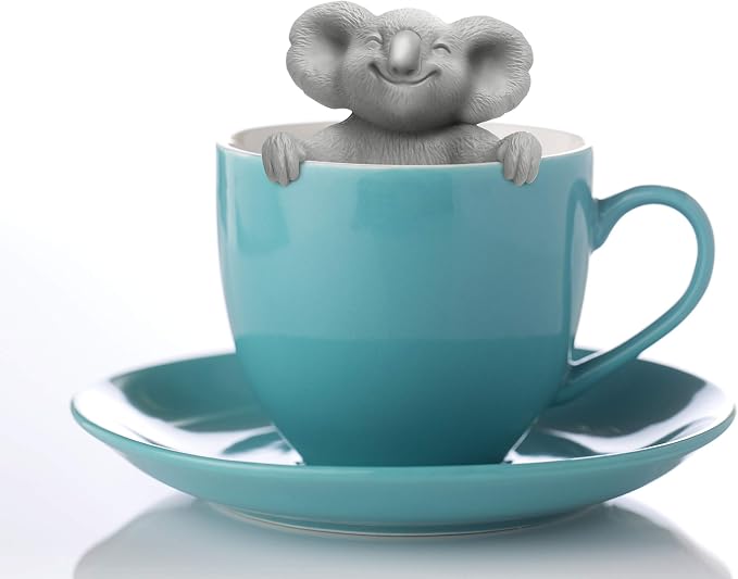 Genuine Fred, KOALA-TEA, Koala Reusable Silicone Tea Infuser, Gray, Fun Gift for Tea Lovers, Clever Kitchen Gadget