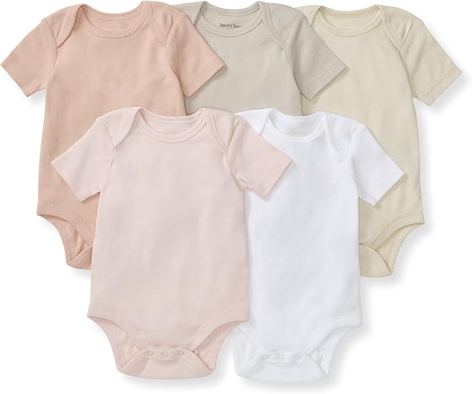 Burt's Bees Baby Bodysuits, Short Sleeve and Long Sleeve One-Pieces, 100% Organic Cotton