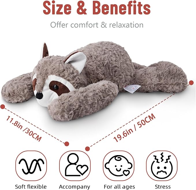 Niuniu Daddy 20" | 3.3 Pound Weighted Stuffed Animals for Kids, Fluffy Raccoon Sensory Plush Animal Toy for Sleeping Hugging, Cute Raccoon Weighted Pillow for Birthday Holiday Easter as Gifts Presents