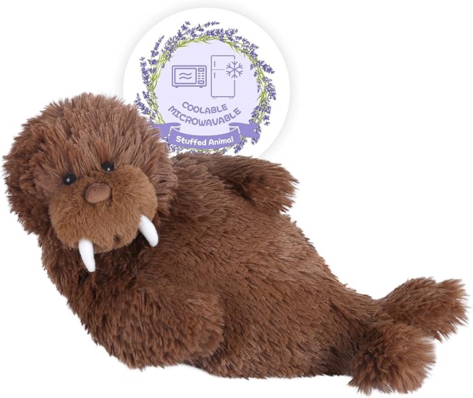 Warming Walrus Stuffed Animals, Microwavable Stuffed Animal Heating Pads for Soothing, Anxiety and Stress Relief, Cuddly Companion Plush Toys Gifts for Kids & Adults
