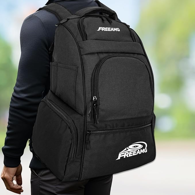 Disc Golf Bag Holds 10-25+ Discs, Disc Golf Backpack, Large Capacity Golf Bags with Mutiple Pockets, Disc Golf Accessories or Great Gifts for Men (Black)