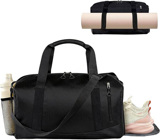 Yoga Mat Bag, Gym Workout Bag with Water Bottle Pocket, Pilates Bag for Women with Wet & Dry Pocket, Yoga Bags and Carriers Fits All Your Stuff, Yoga Tote Bag for Sports Travel Office