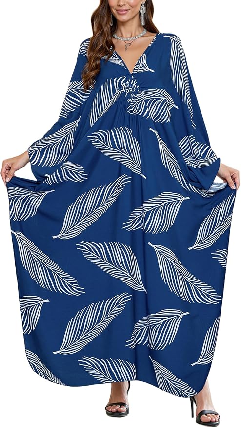 Mumu Dresses for Women Plus Size, Bohemian Kaftan Beach Cover Up Long Maxi Nightgown Soft Loungewear