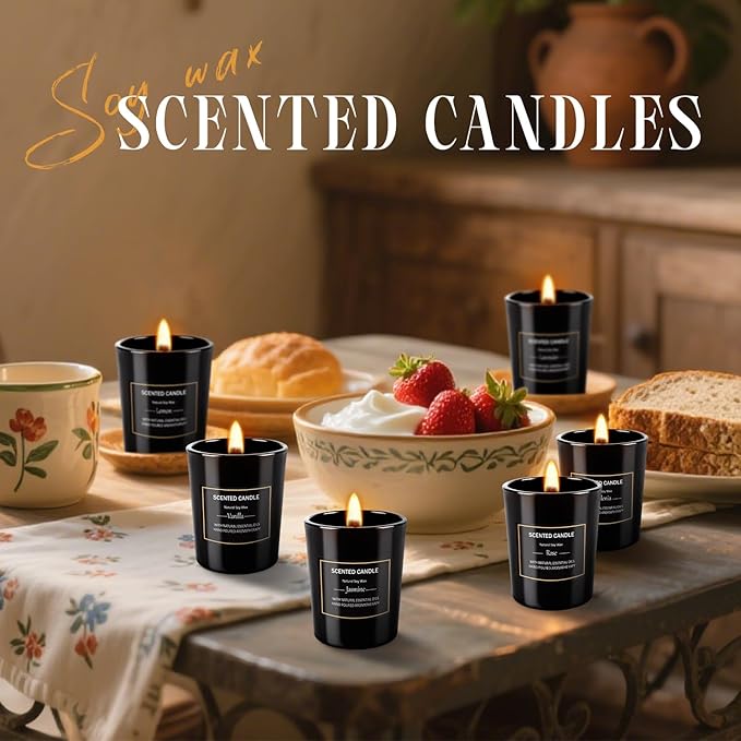 12 Pack Scented Black Candles Gift Set for Dad, Soy Wax Aromatherapy Candles for Home, 12 Masculine Fragrances, Gift from Daughter/Son for June Holiday, Stress Relief & Relaxation for Men