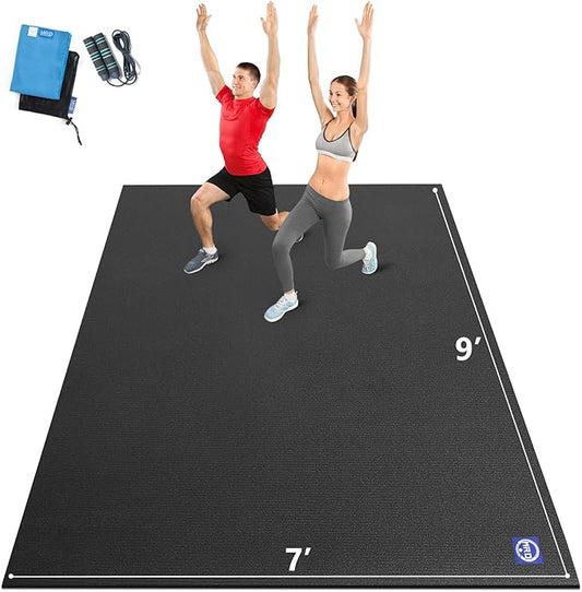 MRO Extra Large Exercise Mat 12'x7'/9'x7'/7'x7'/7'x5'(7mm), High-Density Workout Mats for Home Gym Flooring, Non-Slip, Extra Thick Durable Cardio Mat, Ideal for Plyo, MMA, Jump Rope - Shoe Friendly