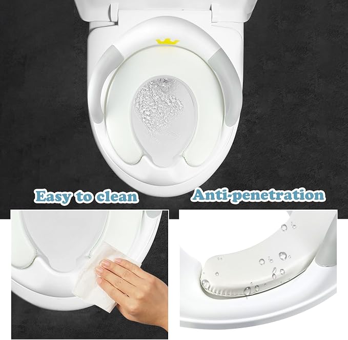 Toddlers Toilet Seat,Potty Training Toilet Seat for Boys and Girls Kids Toddler Potty Seat for Toilet, Potty Seat Cover for Baby with Detachable Soft Cushion, Non-Slip Sturdy Handle (White)