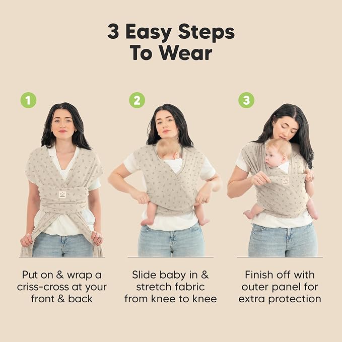 KeaBabies Baby Wrap Carrier - All in 1 Original Baby Carrier Newborn to Toddler Sling, Easy to Wear, Hands Free Bonding, Lightweight, Breathable Infant Wraps (Leafy)