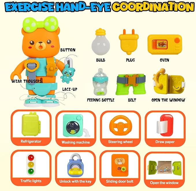 Montessori Busy Board Toys for 1 2 Year Old, Educational Montessori Baby Toys for 12-18 Months, Toddler 1-3 Musical Toys,Birthday Christmas Toys Gifts for 1 2 Year Old Boys Girls