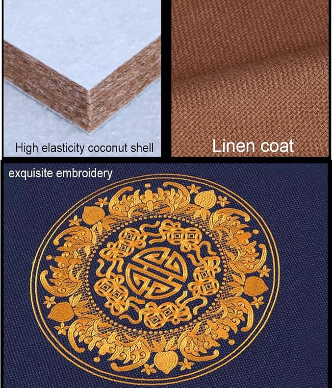 Square Meditation Cushion Mat Set with Washable Cotton Linen Cover, Larger Thick Yoga Mat Bolster Floor Pillows Seating for Adults Upgraded Meditation Accessories black-70 * 5cm