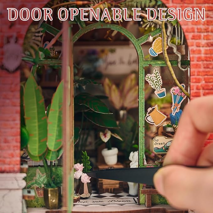 Foyucool DIY Book Nook Kit, Miniature Dollhouse Bookshelf Insert with Light, Laser-Cut Wooden Craft Set for Adults, Perfect for Teens and Adults, Blossomary Shop