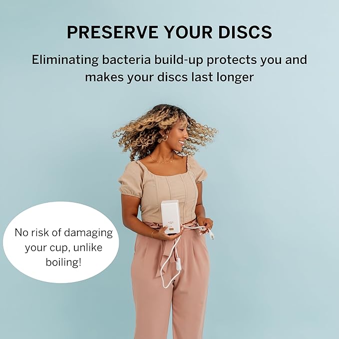 Menstrual Discs with Sterilizer - Ranked 1 for Most Comfortable Soft Reusable Period Disc - Kills 99.9% of Germs with Cleaner Steamer - Wash Your Disc in 3 Minutes! - Compact Sanitizer Kit