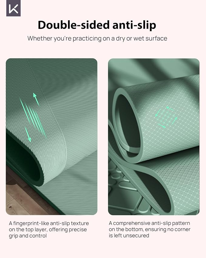 KEEP Extra Wide Yoga Mat, 7mm Thick 72" x 32" Exercise Mat | 7mm thick Extra wide yoga mat with carry strap for home workout, yoga, exercise and Pilates