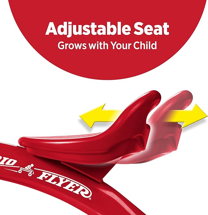 Radio Flyer Red Rider Trike for Ages 2.5–5, Three Wheel Toddler Bike, Kids Tricycle, Outdoor Riding Toy, Durable Steel Frame, Adjustable Seat, Classic Red, Amazon Exclusive