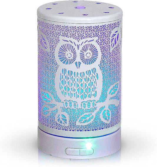 AROMAR Essential Ultrasonic Oil Diffuser Cool Mist Humidifier & Aromatherapy Metal Diffusers for Essential Oils with Auto Shut-Off and 7 Colors LED for Home and Office (White Wisdow)
