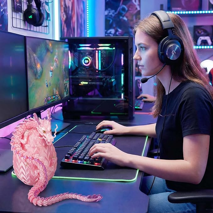 3D Printed Dragon Eggs, Glow in The Dark Fidget Toys for Kids & Adults, for Home Office Desk Decor (Pink Dragon God, Pcs, 1)