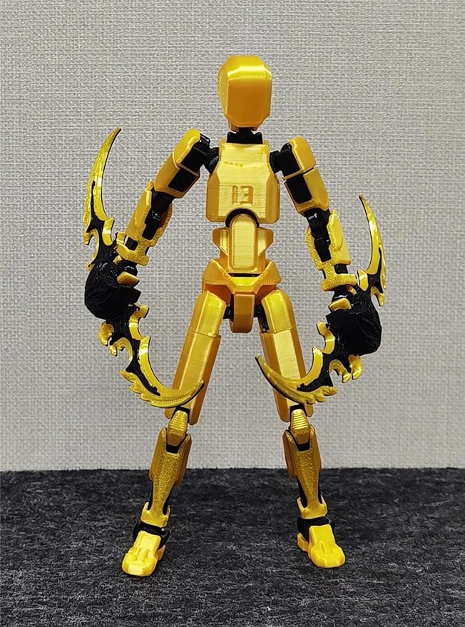 T13 (Assembly Completed) 3D Printed Action Figure,Dummy 13 Robot Action Figure, T13 Collectible Action Figure Articulated, for Collectors Desktop Decorations, muñeco de acción (Gold Black)