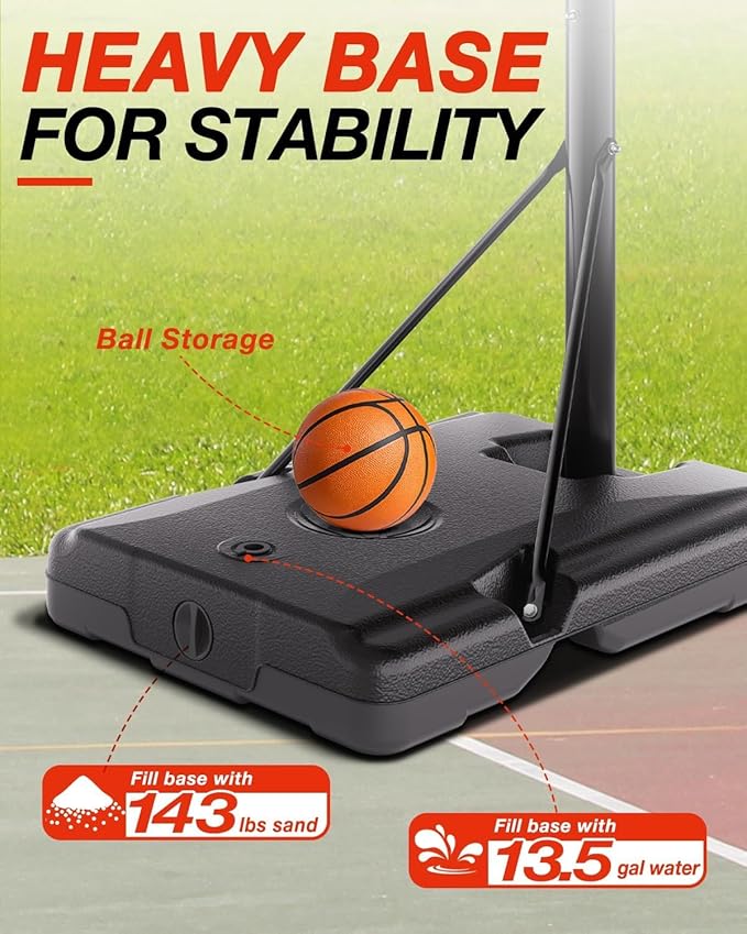 Basketball Hoop Outdoor with 33 Inch Shatterproof Backboard, Portable Basketball Goal System