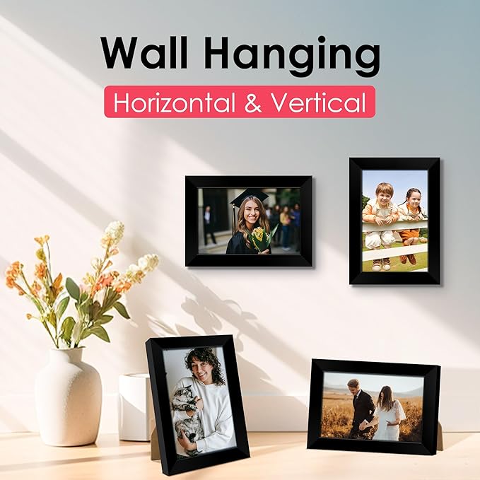 4x6 Picture Frame, Black Photo Frames with HD Plexiglass for Wall Hanging or Tabletop Display, 2 Pack