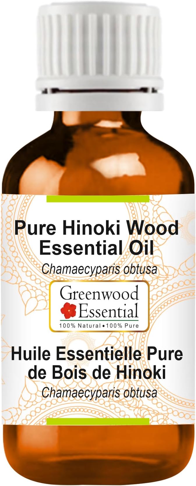 Greenwood Essential Hinoki Wood Essential Oil (Chamaecyparis obtusa) Pure | Non-Sticky | Non-Greasy | Lightweight | Men & Women | All Skin Types | Steam Distilled 100ml (3.38 oz)