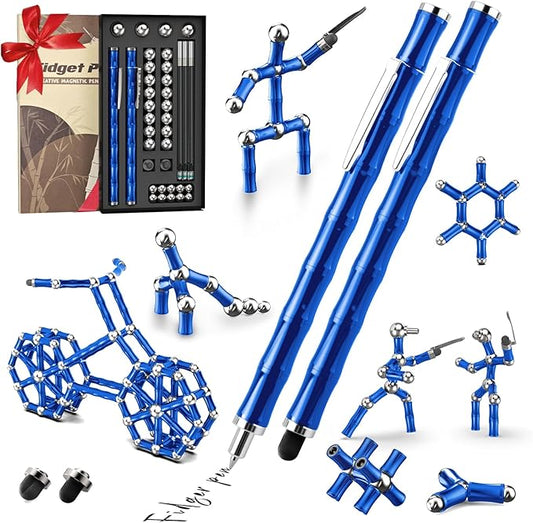 Magnetic Fidget Pen Toys for Teens, Unique Birthday Gifts for Young Men Fun Gifts for Teenage Boys Novelty Christmas Stocking Fillers Gadget for 8 10 11 12 13 14 15 Year Old Boy Engineer Gifts (Blue)