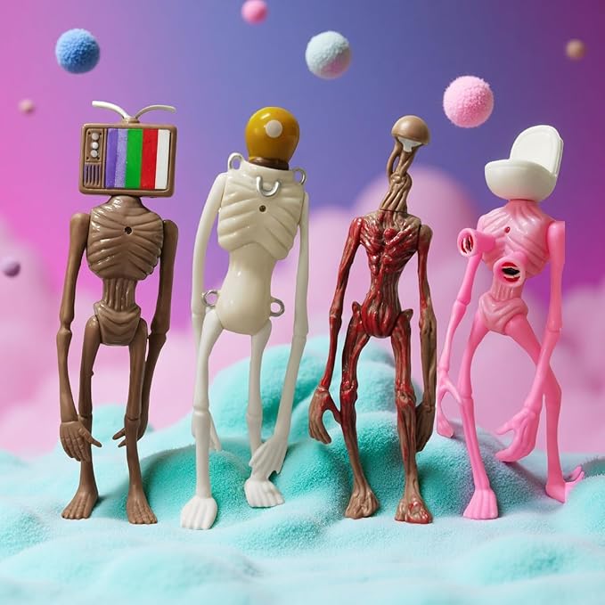 4 PCS Siren Head Toys Action Figure Model Doll Gift for Kids Halloween Thanksgiving Christmas Birthday Gifts