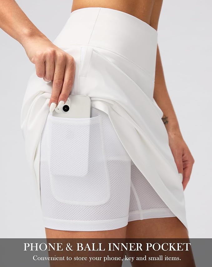 G Gradual 20" Skorts with Pockets Knee Length Golf Skirt | Built in Soft Shorts, High Waisted, Tummy Control, Breathable, Long Skorts for Athletic, Tennis, Dressy, Casual, Summer
