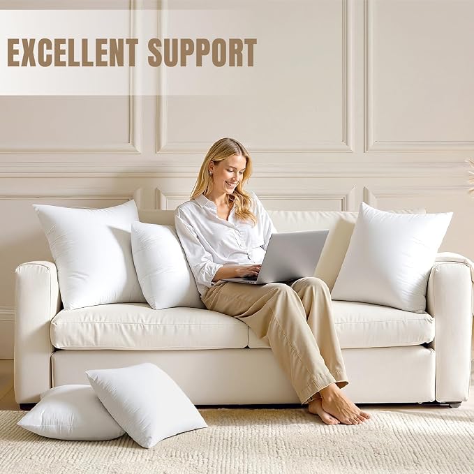 MIULEE 12x20 Inch Pillow Inserts Pack of 4-100% Cotton Cover | White Lumbar Throw Pillow with 100% Virgin Microfiber for Bed Sofa Couch Living Room, All-Season Decorative Back Support