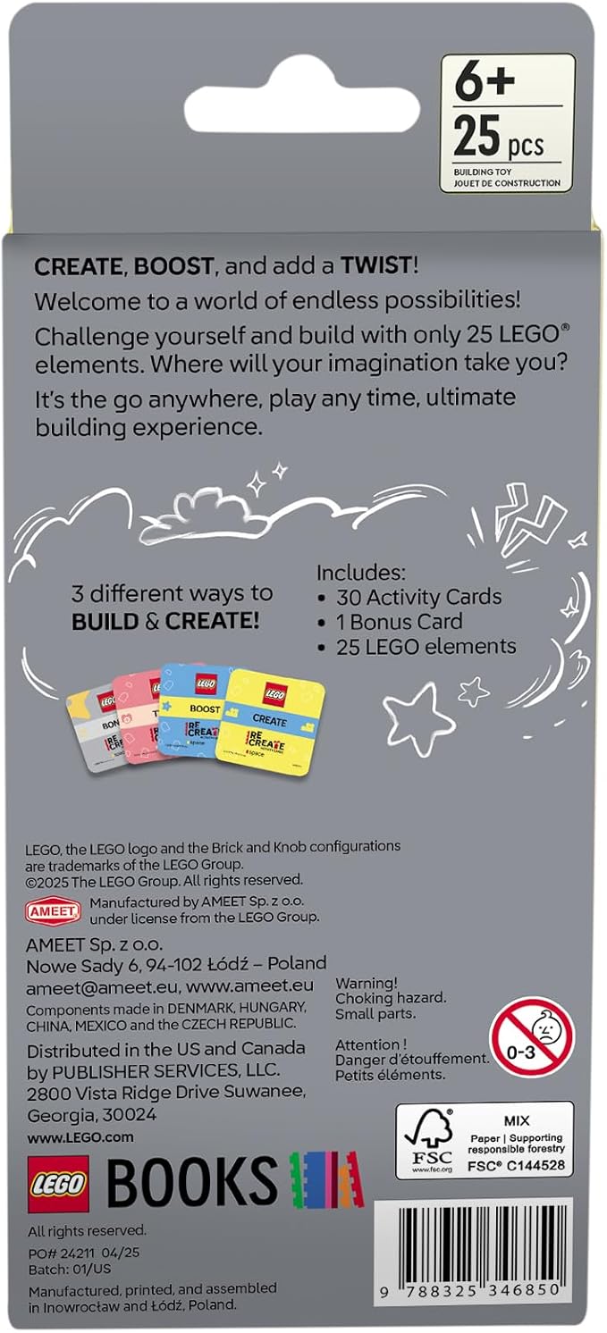 Lego Recreate Activity Cards – Space | Outer Space Building Game with 30+ Activity Cards & 25 Lego Elements | Ages 6+