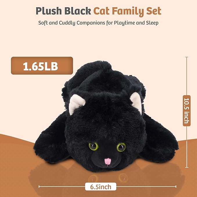 MARYSUN Microwavable Black Cat Stuffed Animal - Weighted Stuffed Animal Plush, Heating Pad, Cozy Gift for Girls|Women|Kids|Elder People