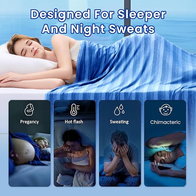 Cooling Blanket 60"x90" Summer Cooling Blanket for Hot Sleepers | Arc-Chill Q-Max >0.45 Cool Fiber, Keeps Cool for Night Sweats, Soft Lightweight Sofa Blankets for Kid Adults