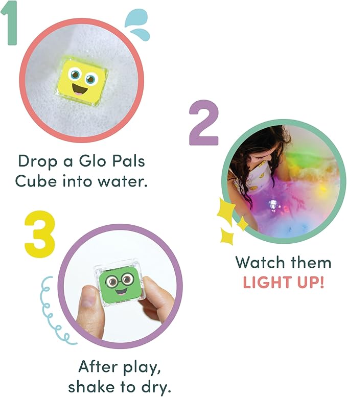 Glo Pals Water-Activated Light-Up Cubes for Sensory Play – 12 Pack - Valentine Day Gift