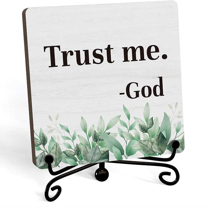 Home Decor, Farmhouse Shelf Decor For Living Room, Boho Aesthetic Table Decorations, Christian Gifts For Women Men, Entryway Tv Stand Fireplace Mantle Coffee Table Decoration (trust-06)