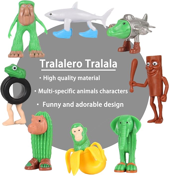 QYN Italian Brainrot Toys Tralalero Tralala Toy Italian Brainrot Meme Shark Figures Toys Collectible Animals Figurine Doll Gifts for Fans