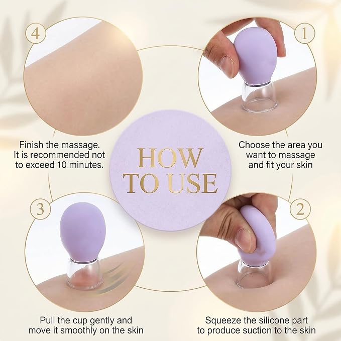 4 Pcs Facial Cupping Set, Silicone Face Cupping Kit for Massage, Eye Face Vacuum Suction Face Massage Cups, Anti Cellulite Cup Massage Tool