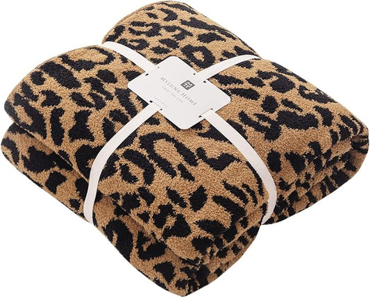 MH MYLUNE HOME Ultra Soft Leopard Throw Blanket Plush, Brown, 50"x60" | Reversible Cheetah Print Blanket, Comfy Fluffy Fuzzy Plush Blanket Throws for Couch Bed, Cozy Blankets for Women Gift