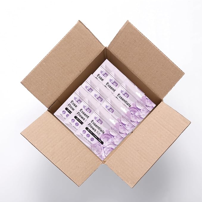 Essential Flows Kit with 3 Pantiliners, 2 Maxi Pads & 1 Feminine Wipe – Light Daily Period Care for Women & Girls – Travel Hygiene Pack (Purple) (50)