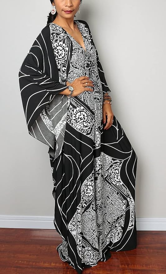 Venasha Womens Caftan Floral Print Kaftan Dress Short Sleeve Swimsuit Cover up Loungewear for Summer