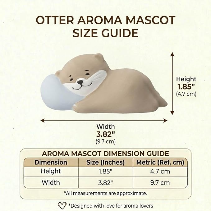 Passive Stone Diffuser, Cute Animal Series Aromatherapy Oil Diffuser for Tabletop Decor (1, Napping Otter)