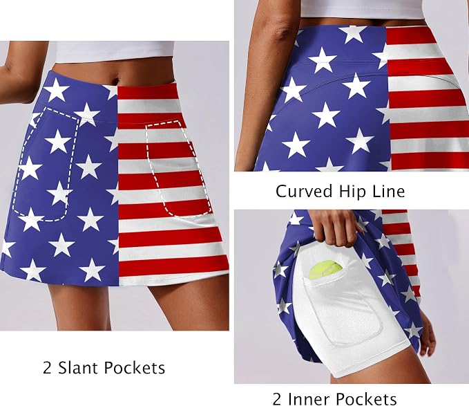 PINSPARK 17" Golf Skorts for Woman High Waisted Tennis Skirt with 4 Pockets | Lightweight, Quick Dry, 4-Way Strecth, Breathable, Tummy Control, UPF 50+ Athletic Skort for Workout, Pickleball, Gym, Casual