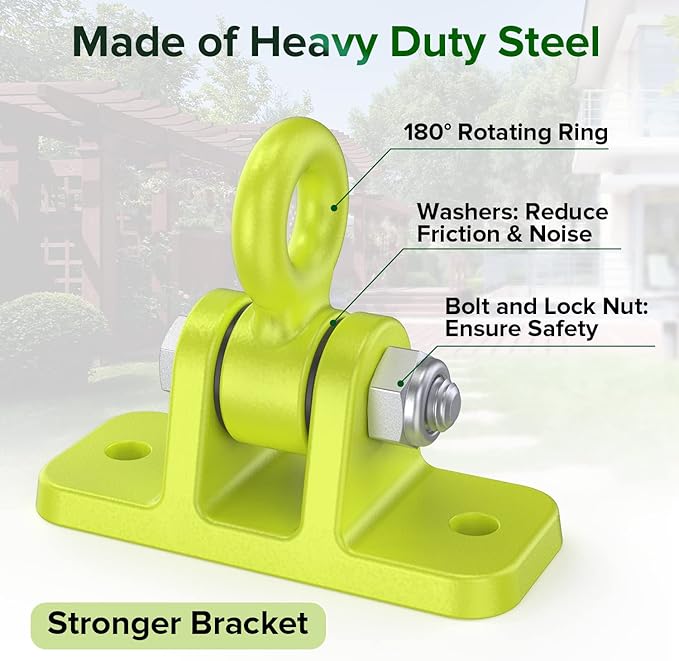 Heavy Duty Swing Hangers - 5000 lbs Capacity, Swing Set Brackets Silent Rotation, Easy Installation for Swings, Yoga Straps, Punching Bags, Hammocks & More - Indoor/Outdoor Use - 4 Pack