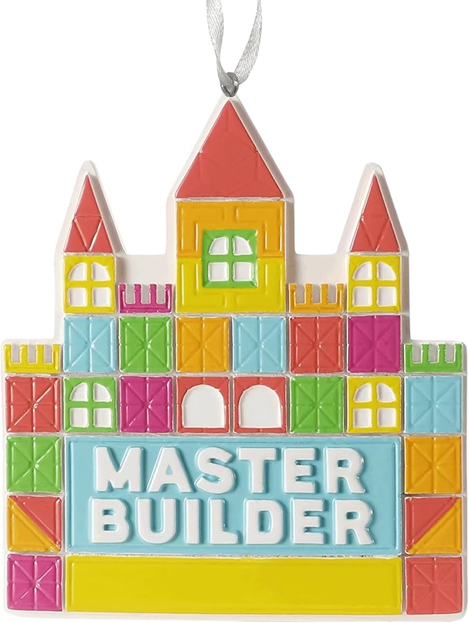 2025 Kids Christmas Ornament – Personalized Master Builder Child Christmas Ornament – Custom Building Blocks Ornament Keepsake – Colorful Holiday Decoration for Boys & Girls